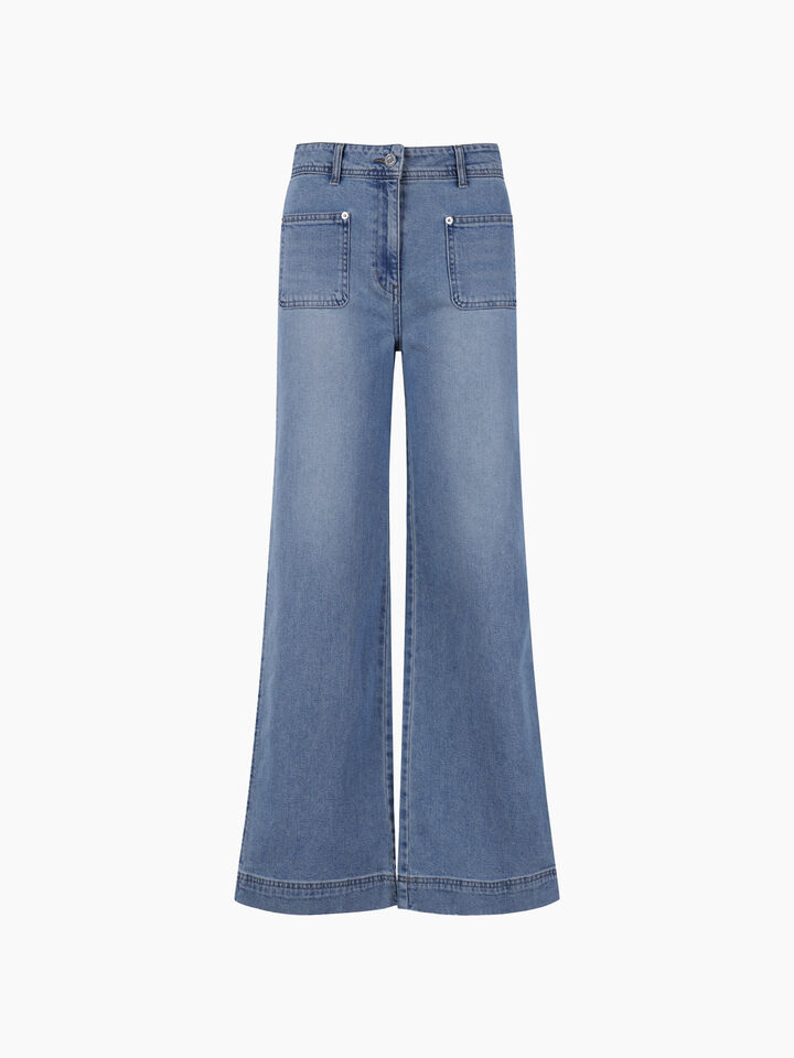 Blue A-line jeans - Palazzo - Blue | Sisley K image number 1